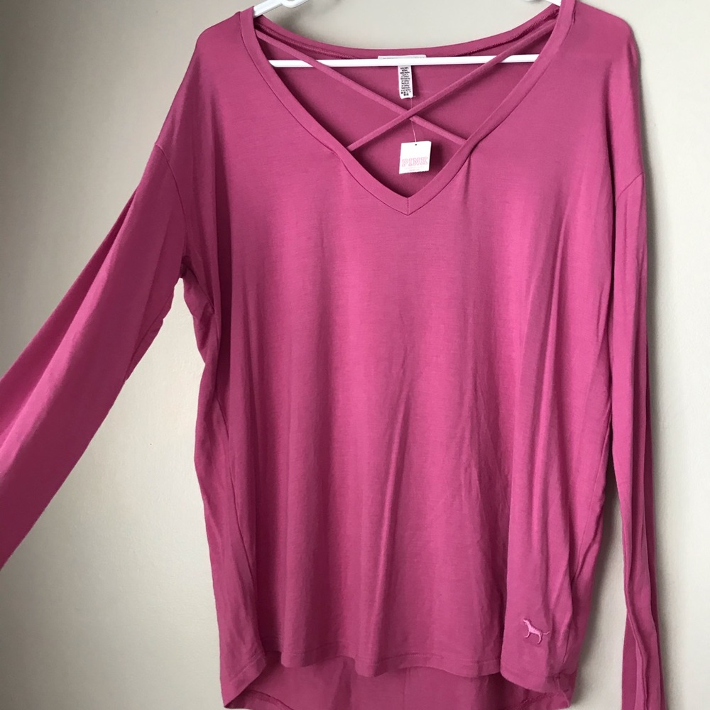 Victorias secret PINK dog logo tee criss cross XS